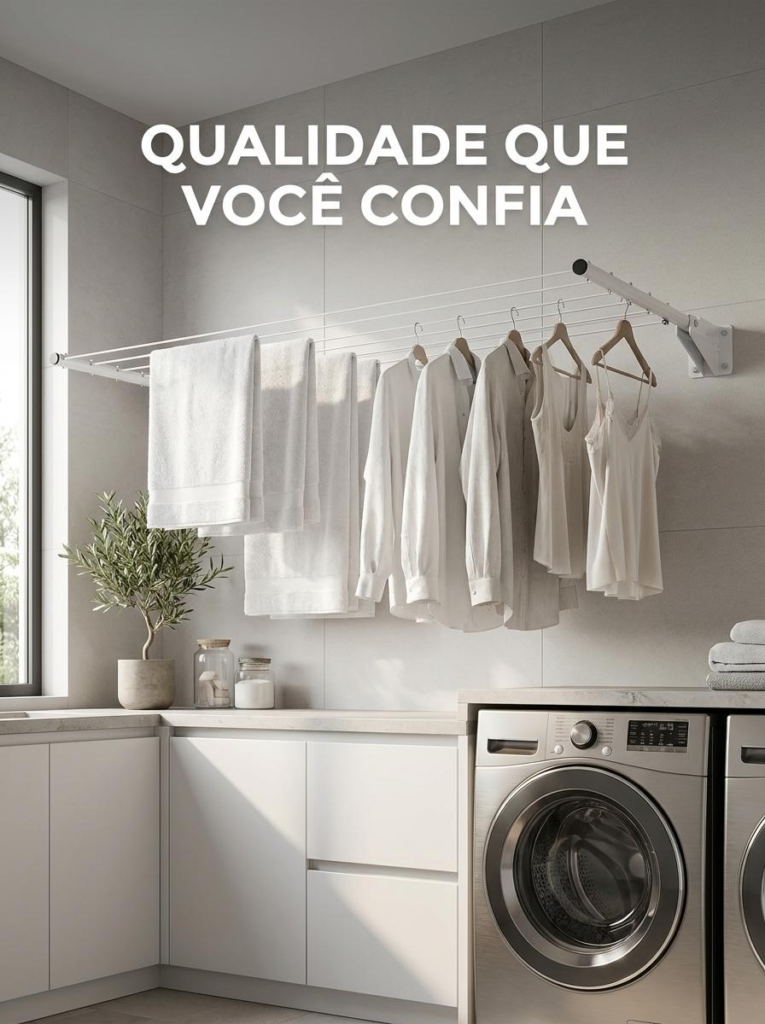 Varal de Parede Articulado Barcelona com Corda 25m Secalux - Imagem 7