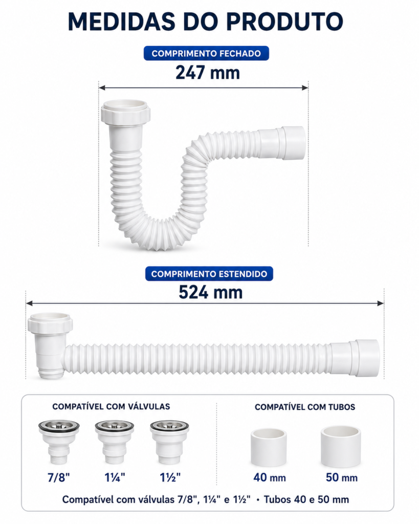 Kit Sifão Extensível de Pia com Adaptador Lava-Louças Astra - Imagem 2