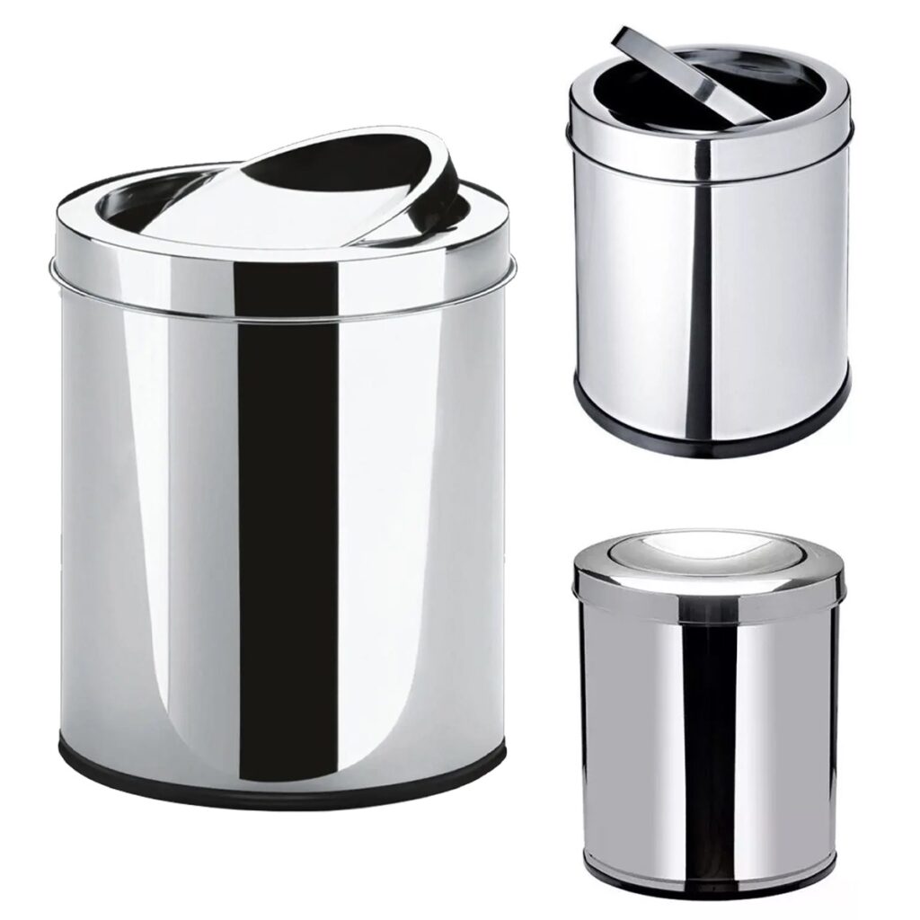 Lixeira Inox Cromada com Tampa Basculante 5L Viel