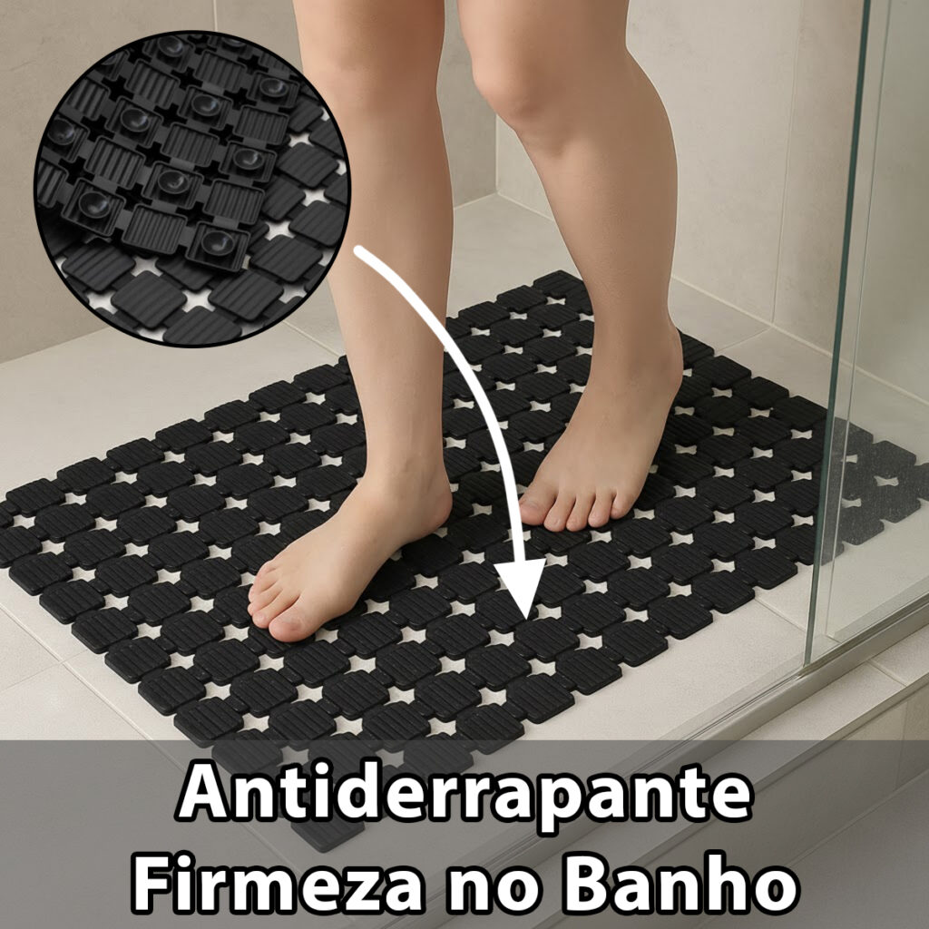 Tapete para Box com Ventosa Flex Deck Preto 68x36cm Kapazi - Imagem 4