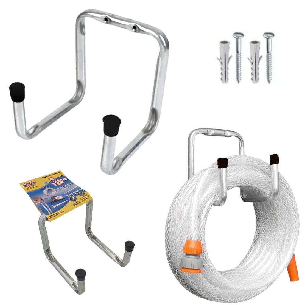 Gancho Duplo de Parede Pendure Tudo Aço Zincado 7,5kg Maxeb