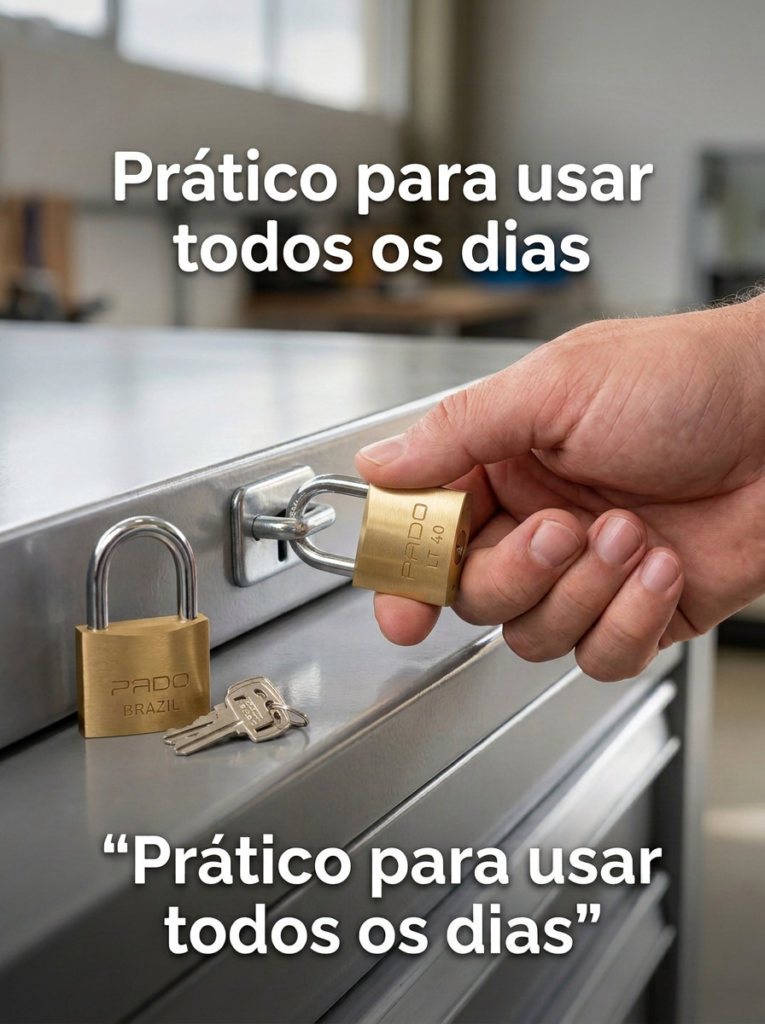 Cadeado de Latão 40mm Mesmo Segredo Kit 2 com 4 Chaves Pado - Imagem 4