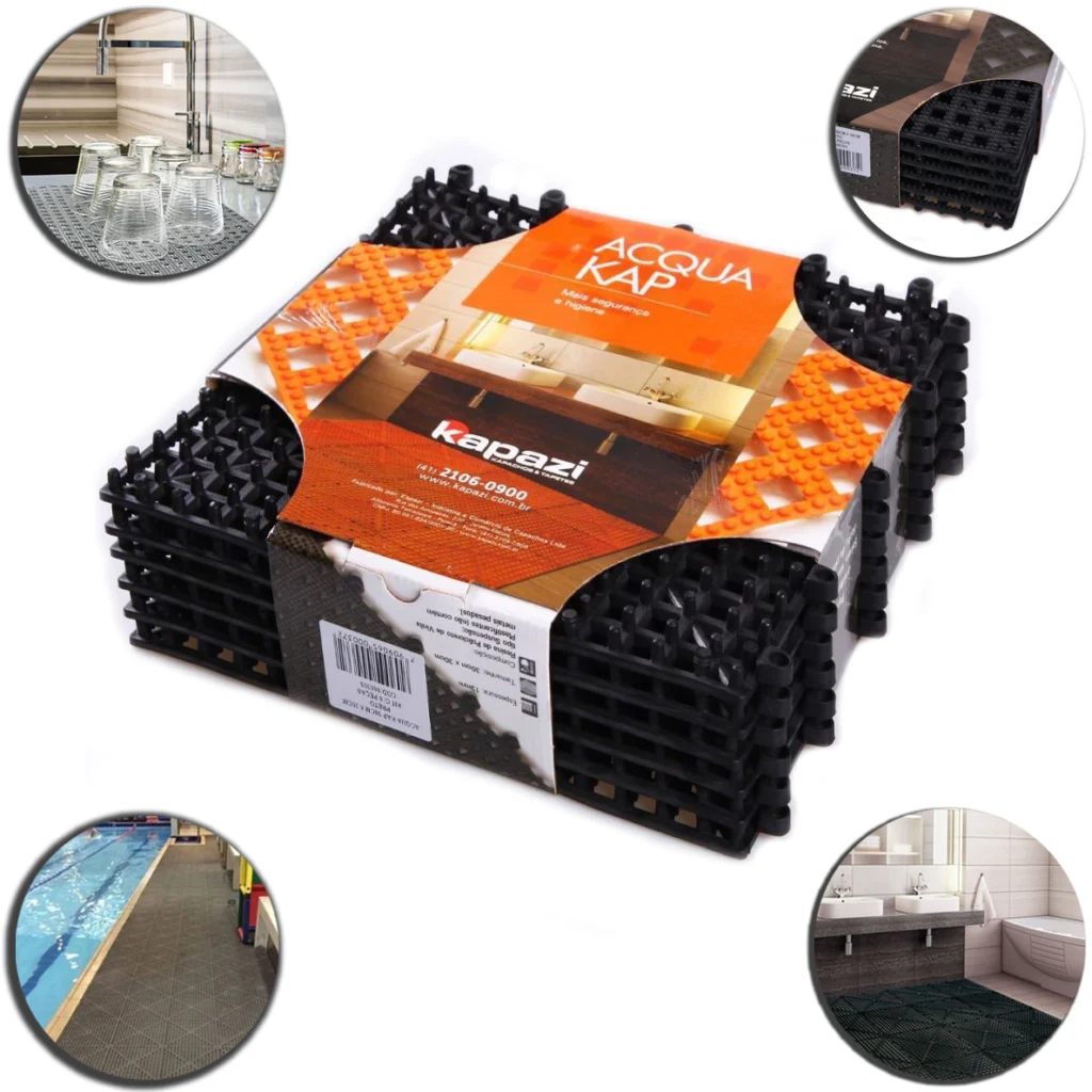 Piso Modular Antiderrapante Acquakap em PVC 4 Kits