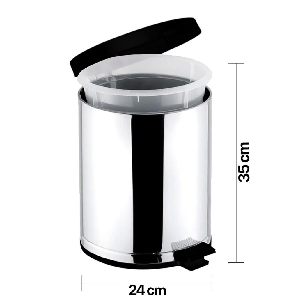 Lixeira Inox com Pedal 10,5L e Recipiente Plástico Viel - Imagem 2