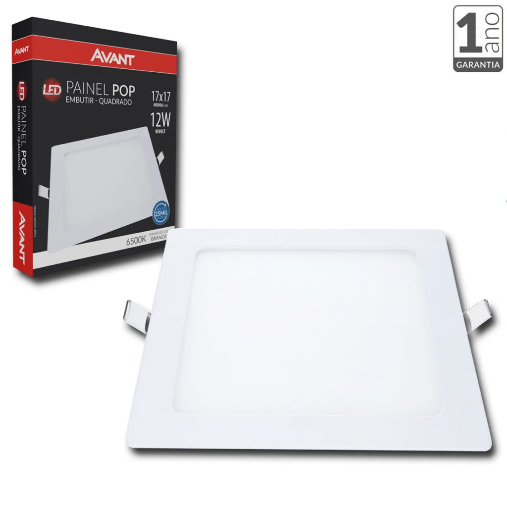 Painel Plafon LED Embutir Quadrado 12W 17x17cm Branco Frio - Imagem 2