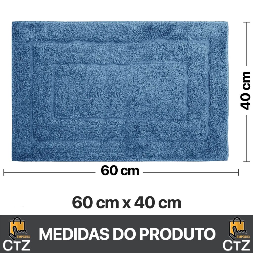 Tapete de Banheiro Happy Algodão Azul 60x40cm Kapazi - Imagem 2