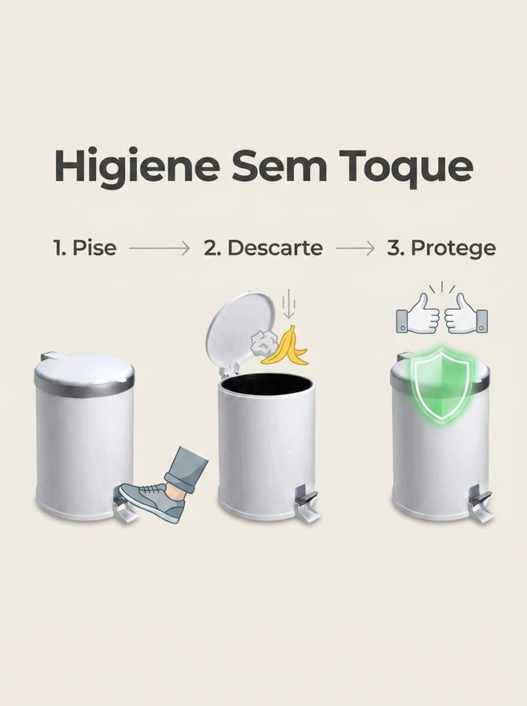 Lixeira com Pedal 5L Compacta para Banheiro e Cozinha Viel - Imagem 5