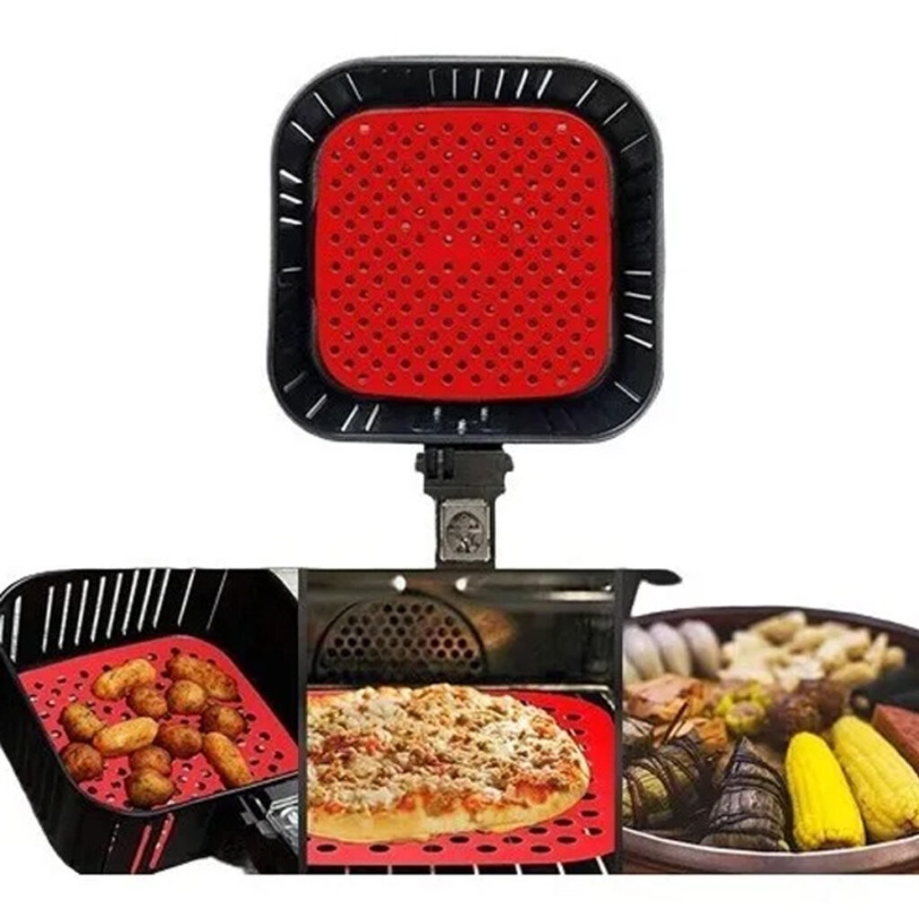 Tapete de Silicone Air Fryer Quadrado Antiaderente 20,8cm - Imagem 4