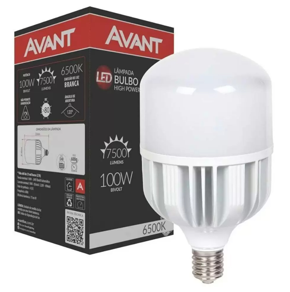 Lâmpada LED 100W Bulbo Alta Potência E40 Bivolt Branco Frio - Imagem 2