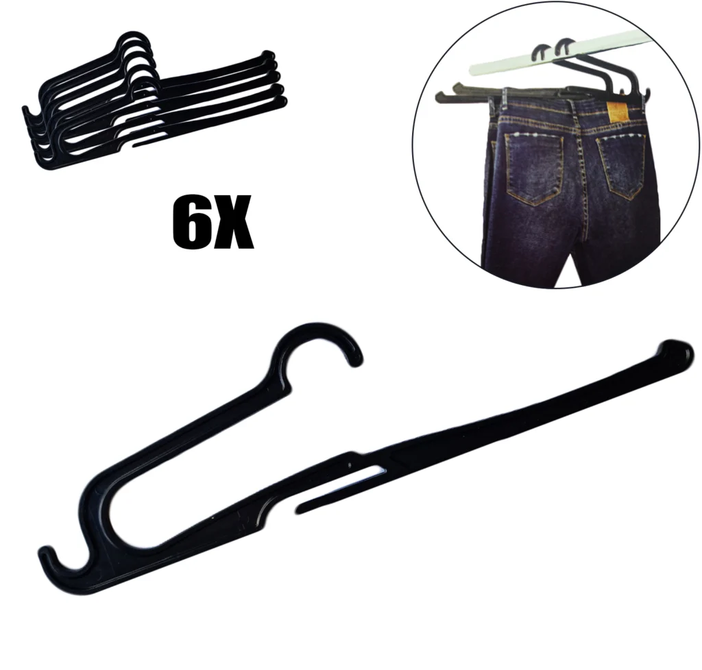 Kit 6 Cabides Pretos Reforçados para Calça Jeans Secalux