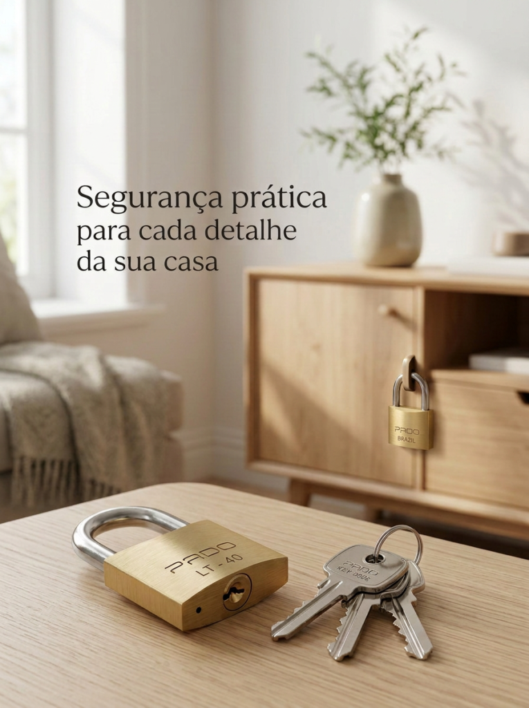 Cadeado de Latão 40mm Mesmo Segredo Kit 2 com 4 Chaves Pado - Imagem 6