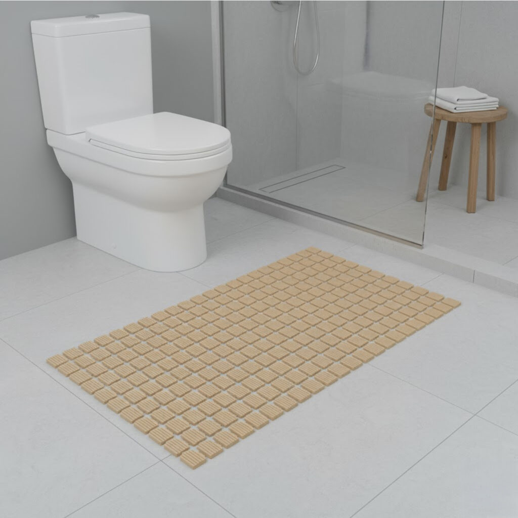 Tapete para Box com Ventosa Flex Deck Bege 68x36cm Kapazi