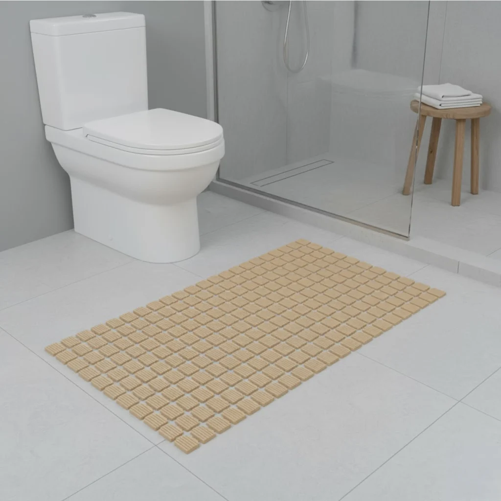 Tapete para Box com Ventosa Flex Deck Bege 68x36cm Kapazi