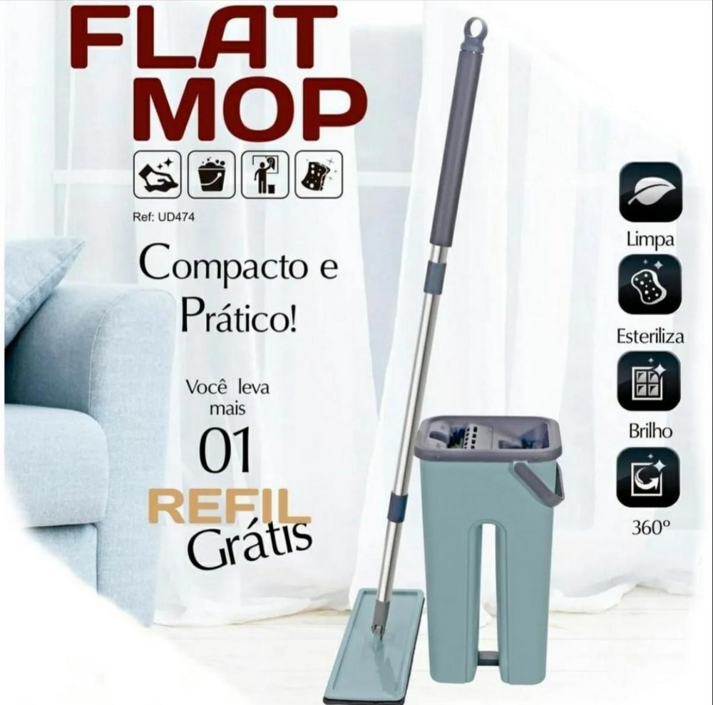 Mop Flat com Balde Limpa e Seca e 2 Refis - Imagem 2