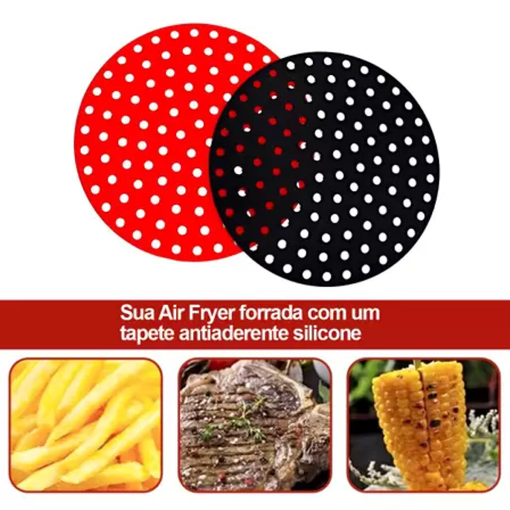 Tapete de Silicone Air Fryer Redondo Antiaderente 19,5cm - Imagem 4