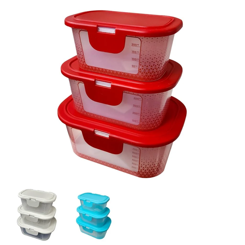 Kit 3 Potes com Tampa Fixa P, M e G para Freezer Potte