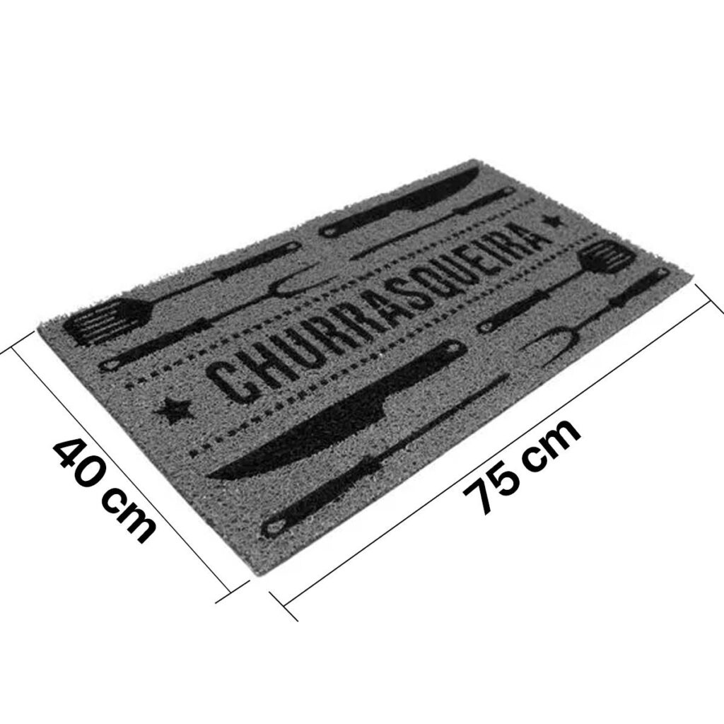 Tapete Capacho Churrasqueira Cinza em Vinil 75x40cm Kapazi - Imagem 3
