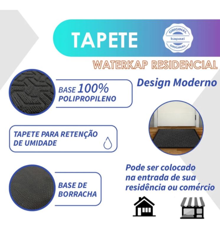Tapete Seca Pé Absorvente Waterkap Grafite 60x40cm Kapazi - Imagem 4