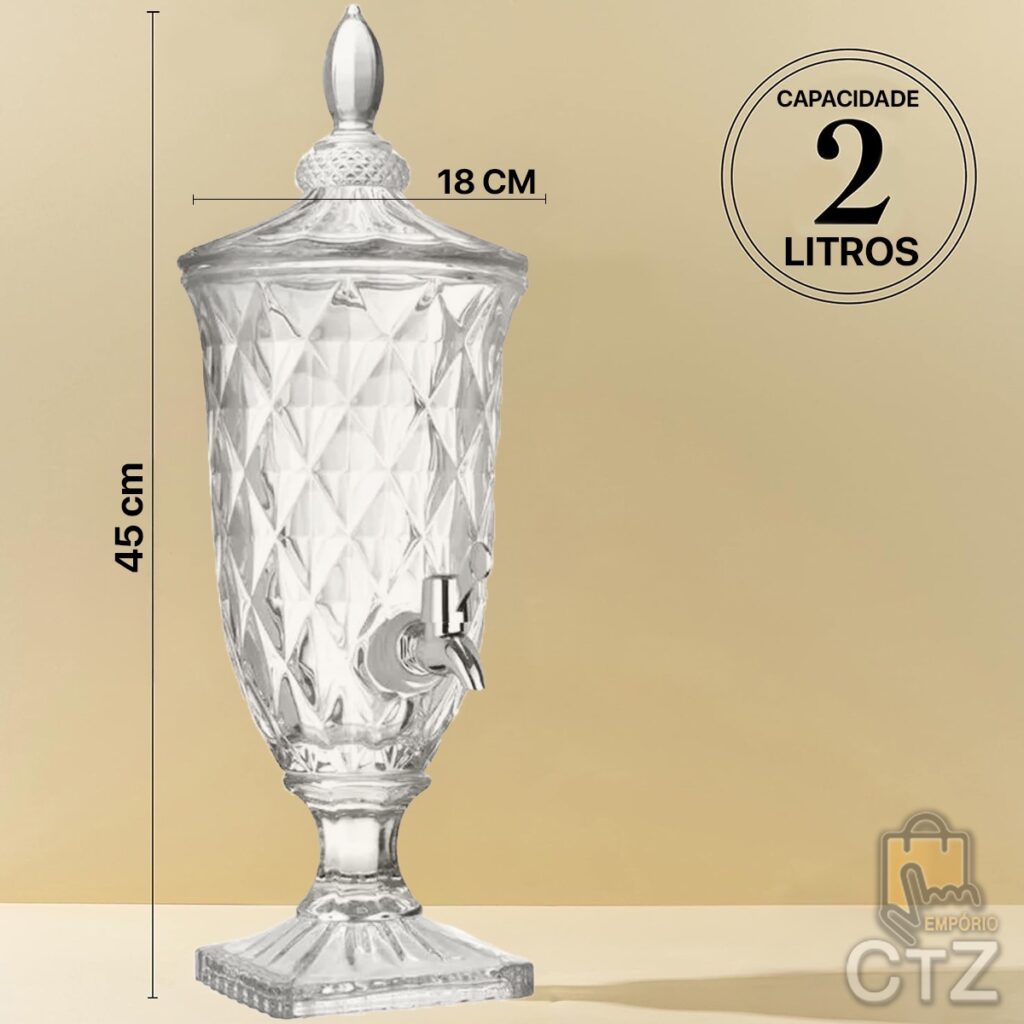Suqueira de Vidro com Torneira Diamond Imperial 2L - Imagem 2