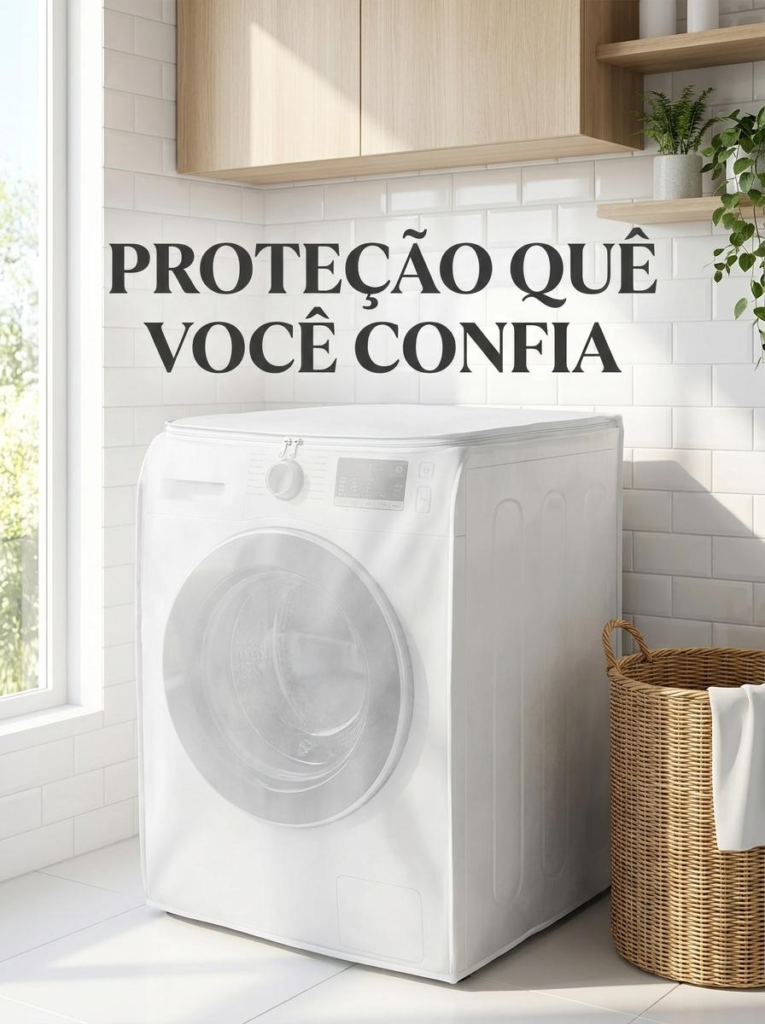 Capa para Máquina de Lavar TNT com Zíper 8 a 12kg Branca - Imagem 4