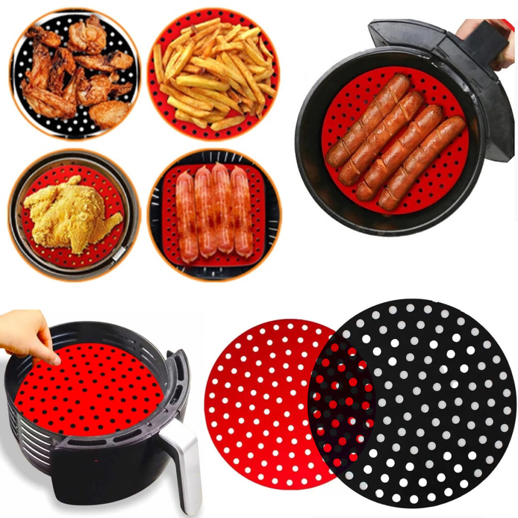 Tapete de Silicone Air Fryer Redondo Antiaderente 19,5cm - Imagem 6