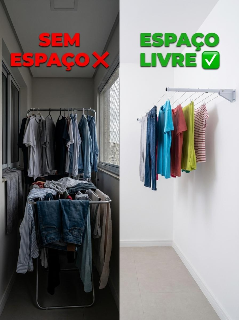Varal de Parede Articulado Barcelona com Corda 25m Secalux - Imagem 8