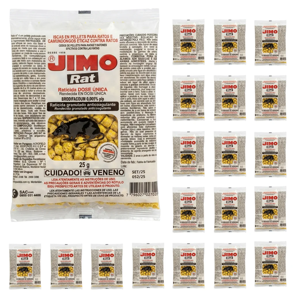 Veneno de Rato Isca Granulada Kit 20 Pacotes de 25g Jimo