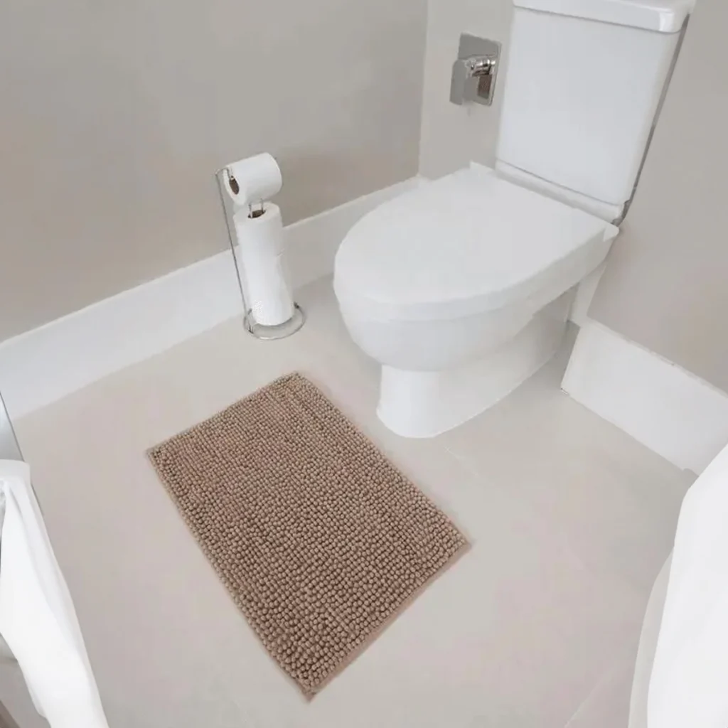 Tapete de Banheiro Microfibra Bolinha Joy Bege 60x40cm