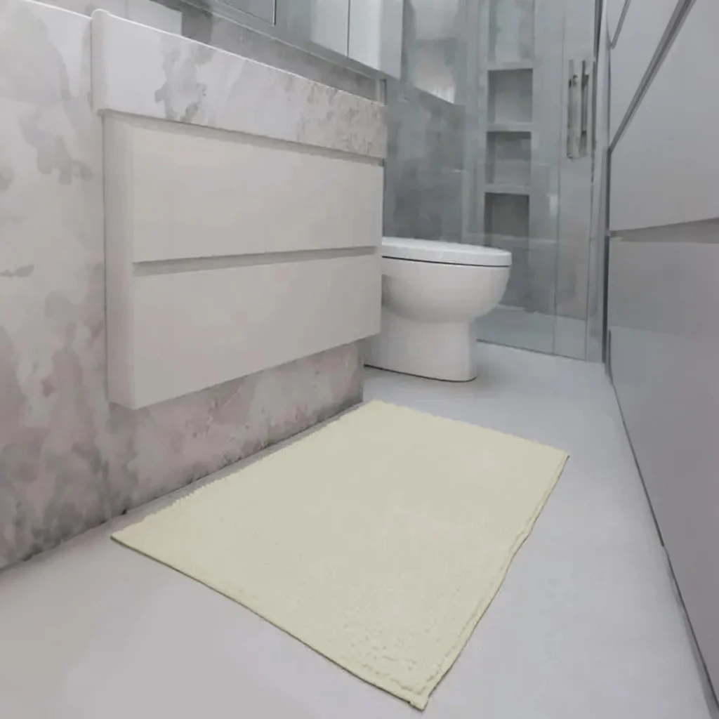 Tapete de Banheiro Microfibra Bolinha Joy Branco 70x50cm