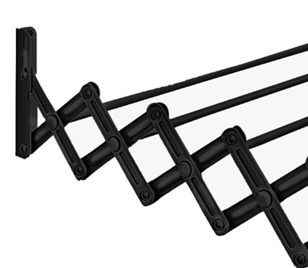 Varal Sanfonado de Parede Retrátil 80cm Preto - Imagem 2
