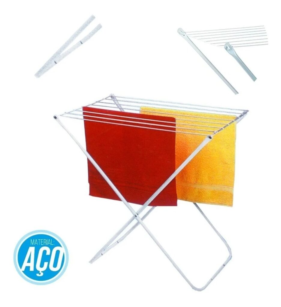 Varal de Chão Portátil em Aço 80cm 8kg Branco - Imagem 4