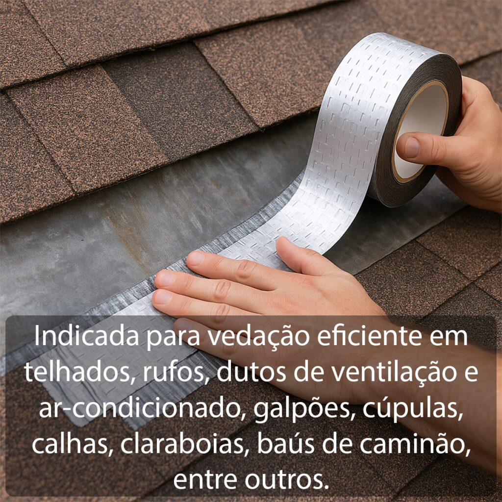 Fita Impermeável para Telhado Prateada 5cm x 10m Kit 5 - Imagem 4