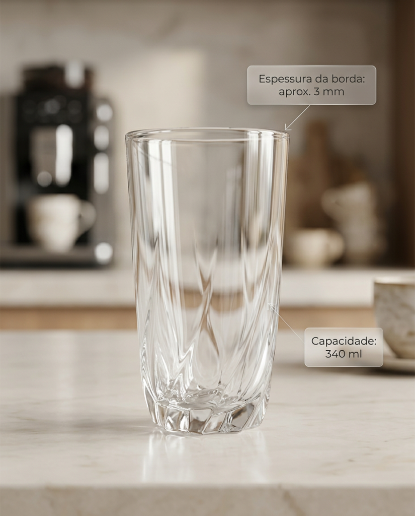 Copo de Vidro Grosso Vienna 340ml para Água e Suco - Imagem 2