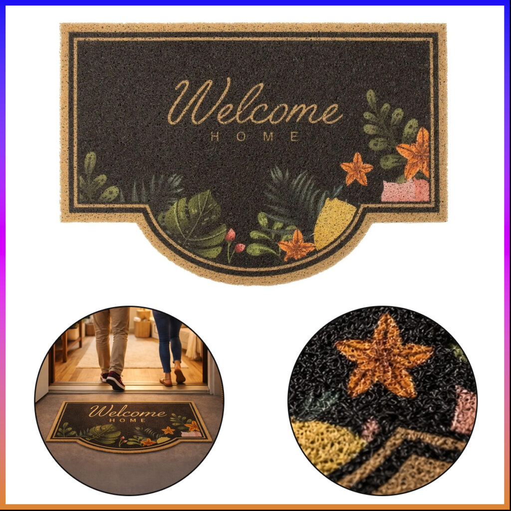 Tapete Capacho Welcome Elegante em Vinil 75x40cm Kapazi