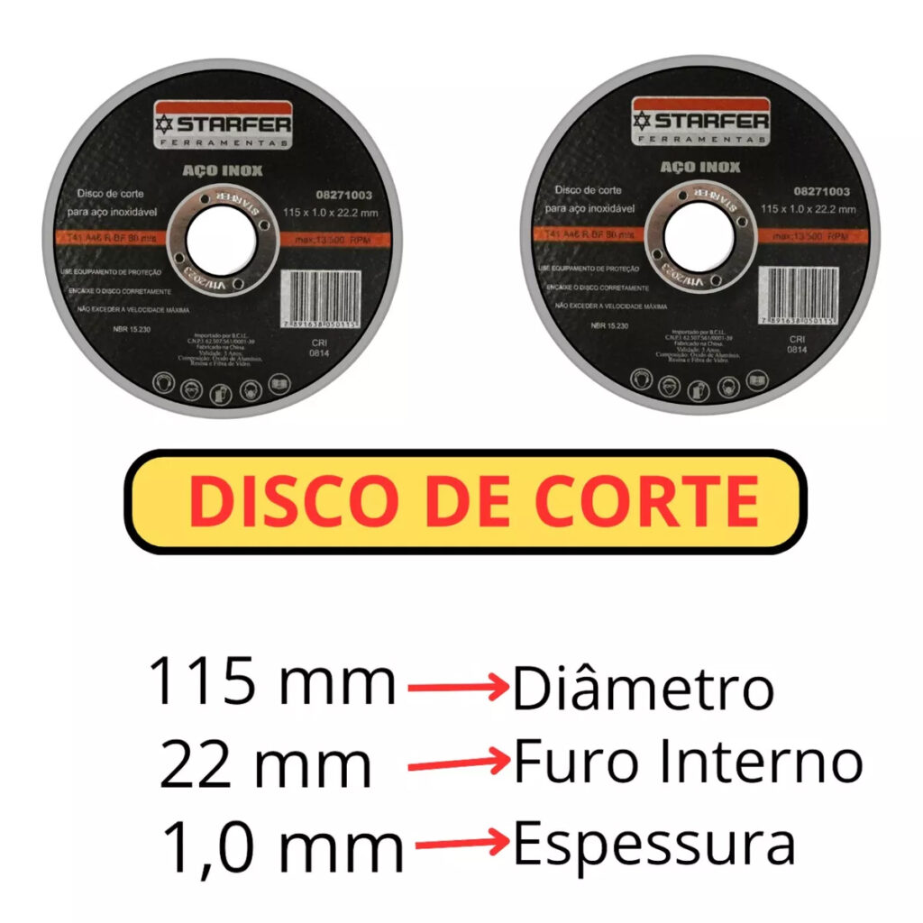 Disco de Corte Inox 4.5x7/8 115mm Esmerilhadeira Kit 5 - Imagem 4