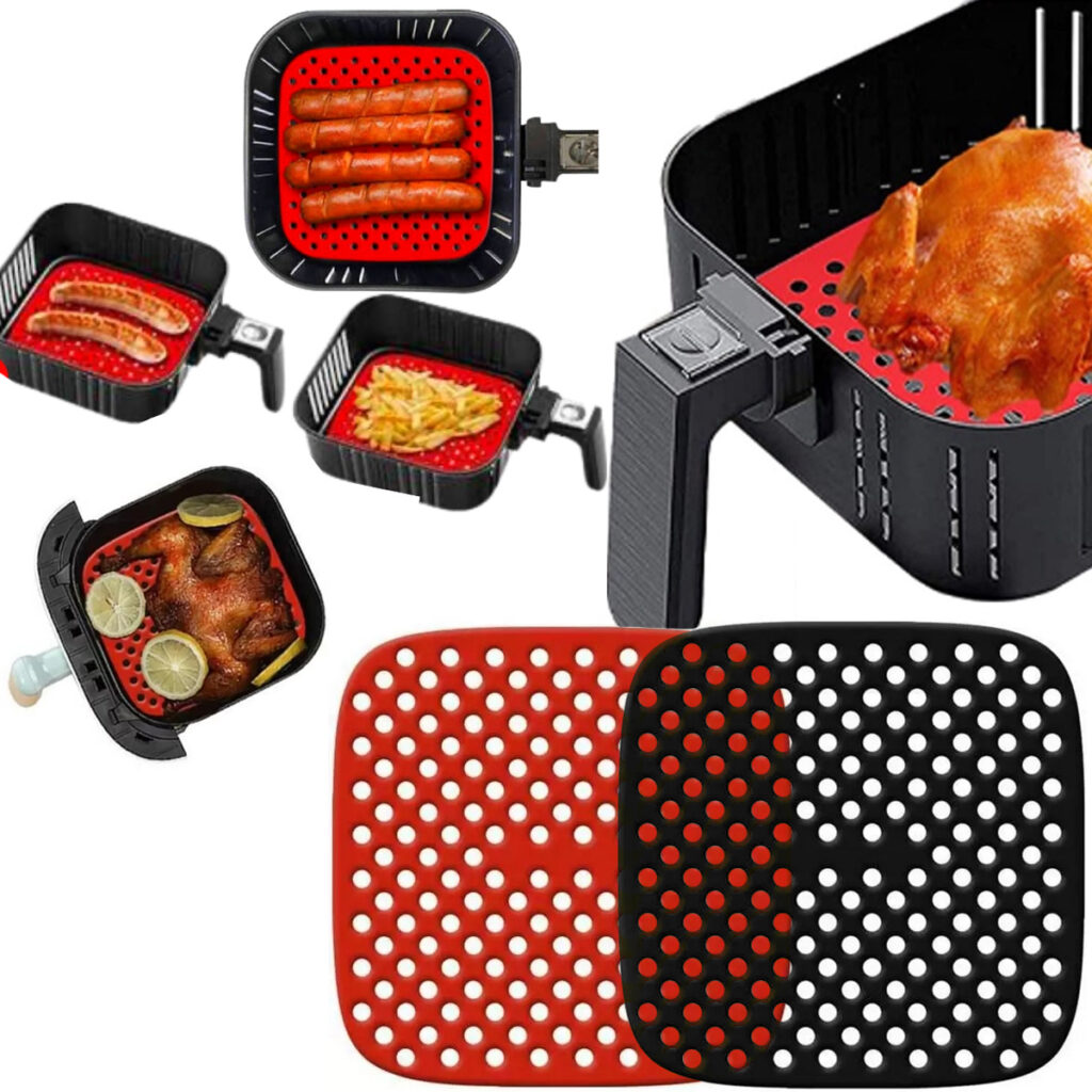 Tapete de Silicone Air Fryer Quadrado Antiaderente 20,8cm - Imagem 6