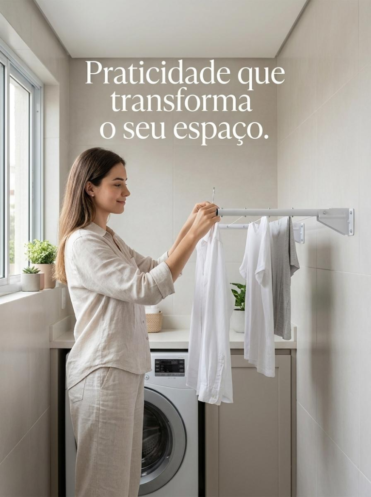 Varal de Parede Articulado Barcelona com Corda 25m Secalux - Imagem 9
