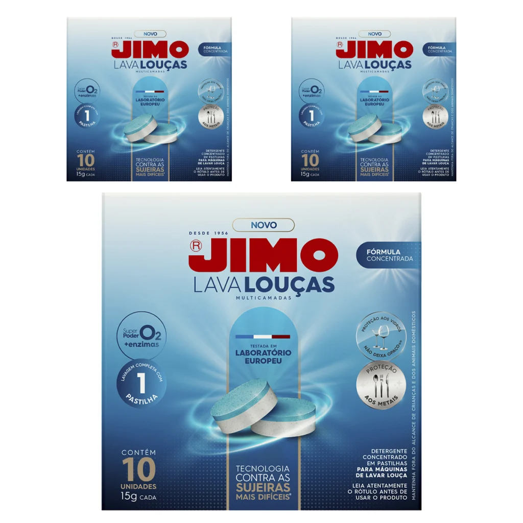 Pastilha para Lava-Louças Super Brilho 30 Unidades Jimo
