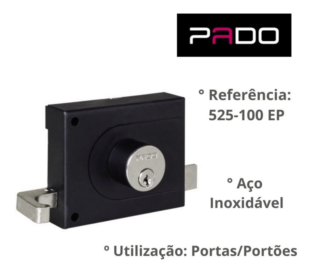 Fechadura de Sobrepor para Portão 525/100mm Inox Preta Pado - Imagem 4