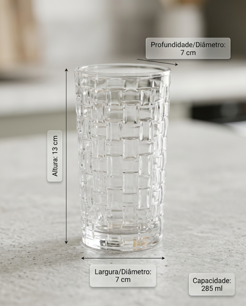 Copo de Vidro Wicker 285ml Grosso para Drinks Cortelux - Imagem 2