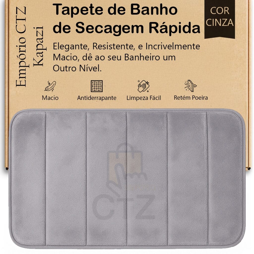 Tapete de Banheiro Nuvem Super Soft Cinza 70x50cm Kapazi - Imagem 4