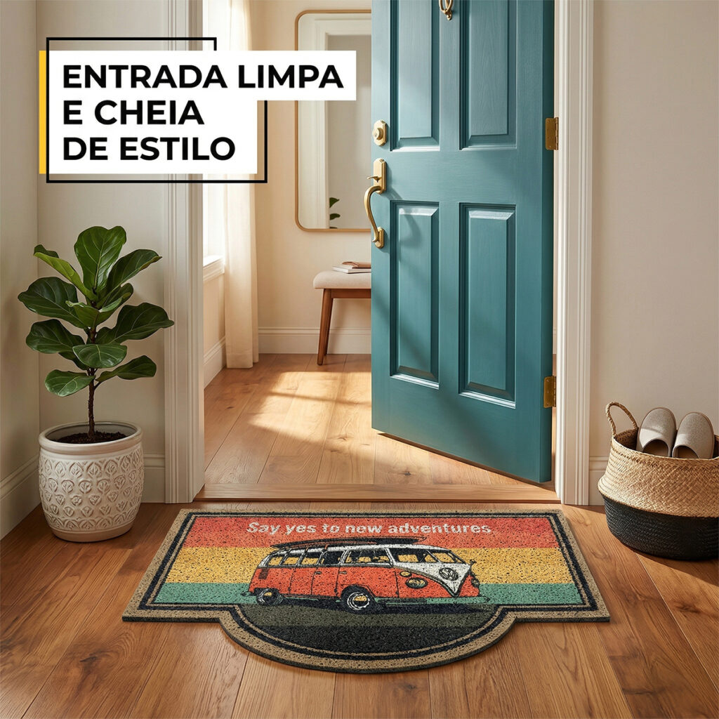 Tapete Capacho Doce Lar Kombi em Vinil 60x40cm Kapazi - Imagem 6
