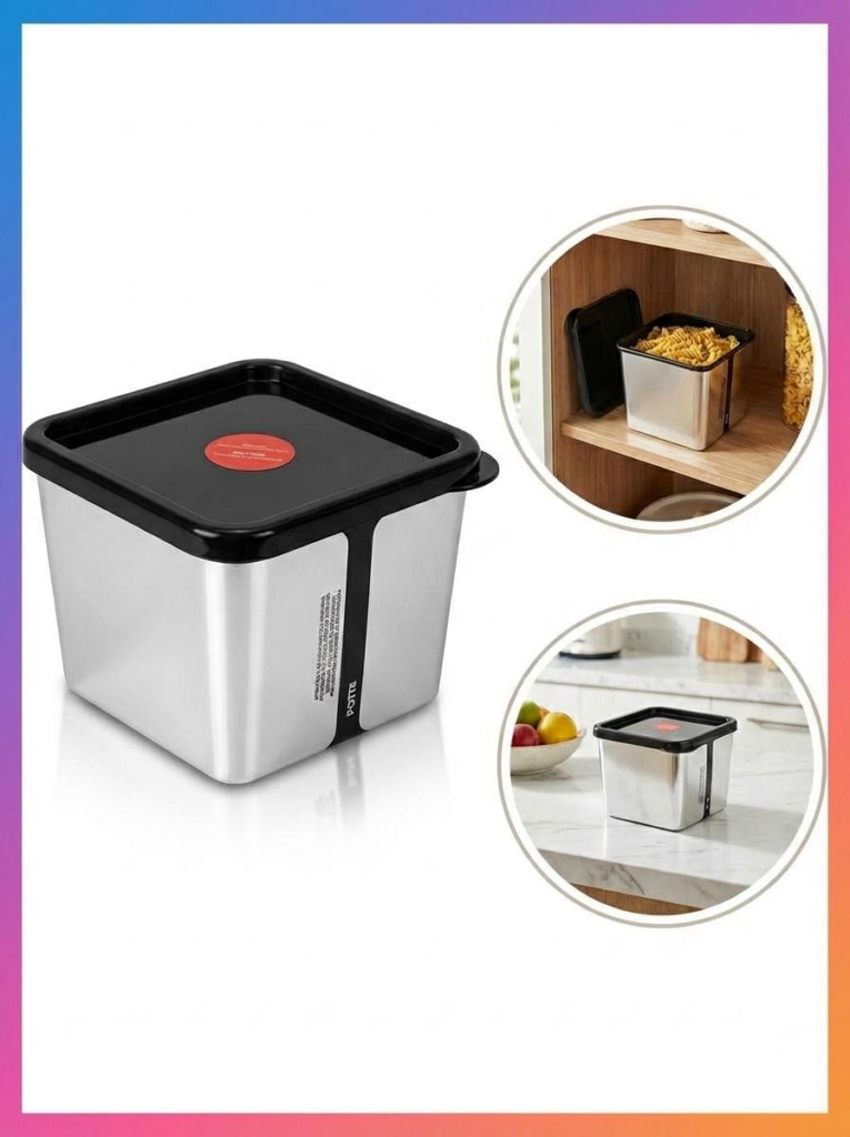 Pote Metalizado com Tampa Quadrado M 850ml Potte Premium - Imagem 10