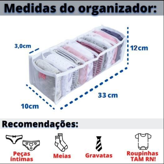 Kit 4 Colmeias Organizadoras de Gaveta Brancas 10 Divisórias - Imagem 2