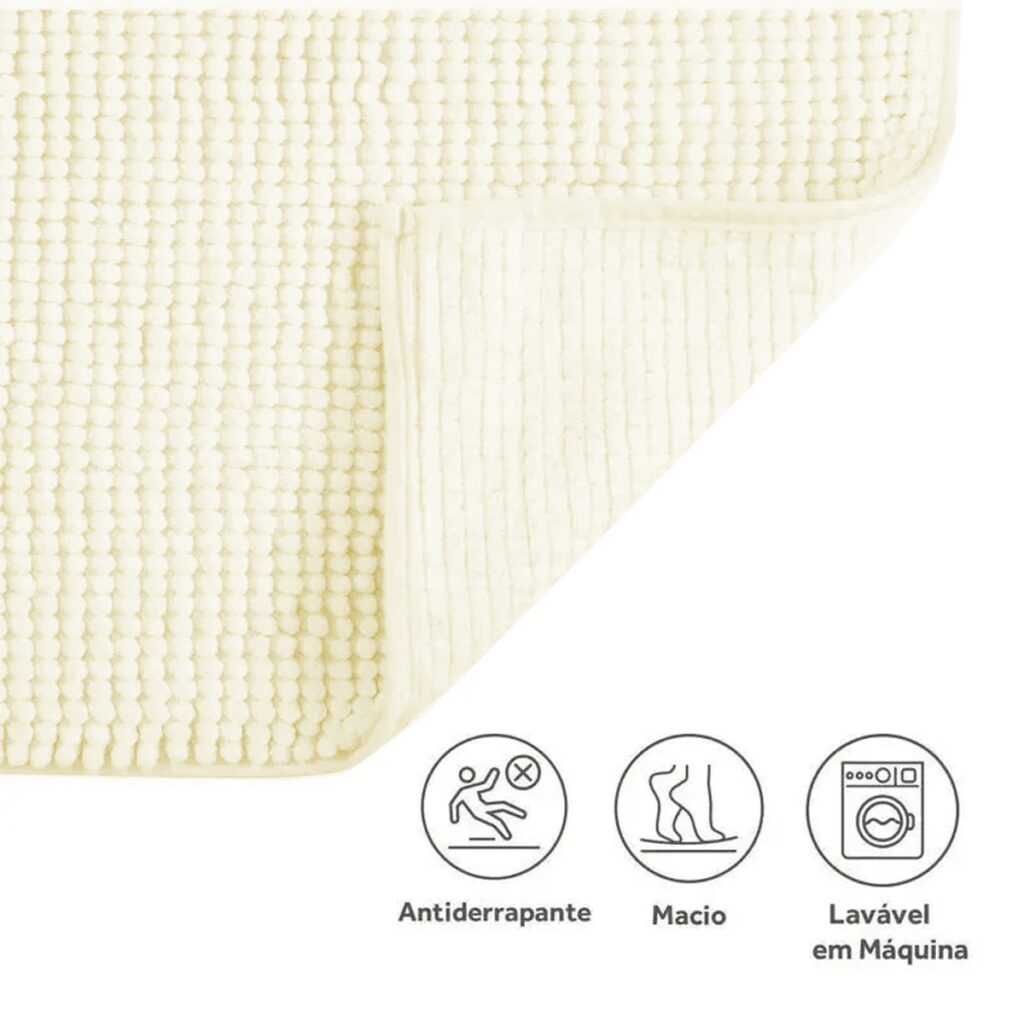 Tapete de Banheiro Microfibra Bolinha Joy Branco 70x50cm - Imagem 4