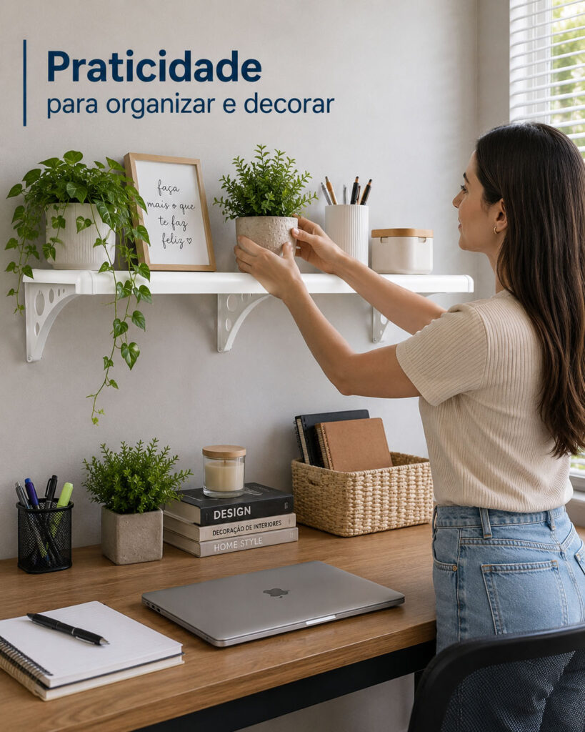 Prateleira de Parede Astra PVC 40cm Branca até 25kg Kit 2 - Imagem 7