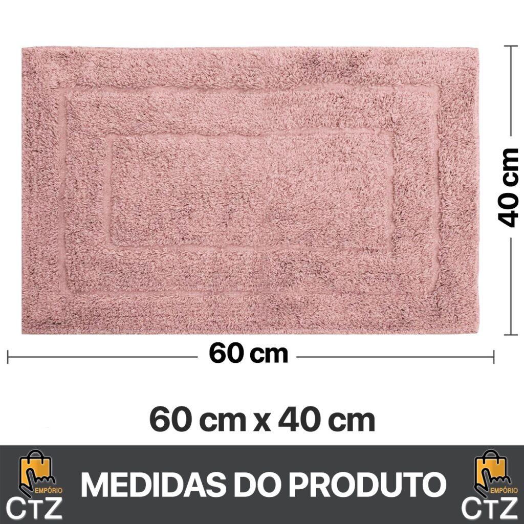 Tapete de Banheiro Happy Algodão Rosa 60x40cm Kapazi - Imagem 2