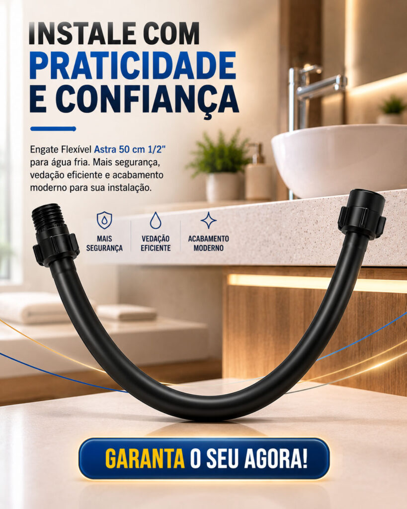Engate Flexível PVC Preto 50cm 1/2 para Torneira Astra - Imagem 7
