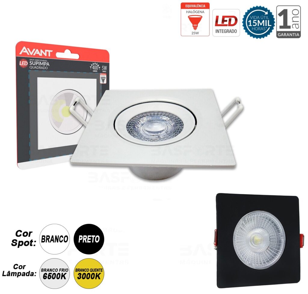 Spot LED de Embutir Direcionável Quadrado 5W Avant - Imagem 2