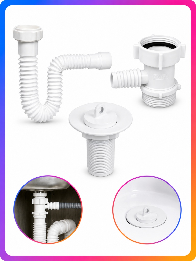 Kit Sifão Sanfonado, Válvula e Adaptador Lava-Louças Branco - Imagem 2